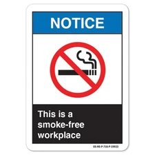 This Is A Smoke-Free Workplace OSHA Notice Sign Metal Plastic Decal