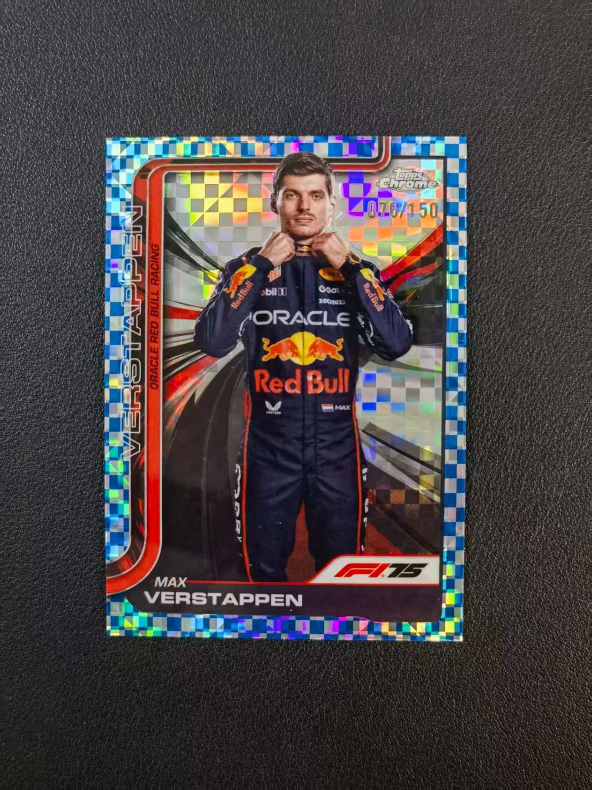 2025 Topps Chrome F1 Max Verstappen Portrait Blue Checker Flag 76/150 #1 WTS