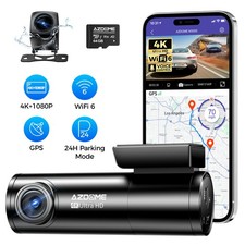 AZDOME 4K+1080P Dual Dash Cam WiFi 6 GPS Front and Rear ADAS Parking Mode 64GB