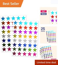 8 Colors, 1000 Pack, Foil Star Metallic Stickers, 0.6" Diameter