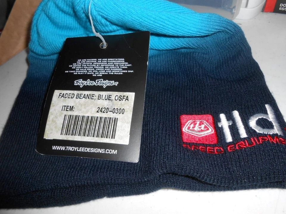 RARE! Vintage NOS TLD Troy Lee Designs RETRO Beanie Faded Blue Hat jersey S67 - Image 2 of 3