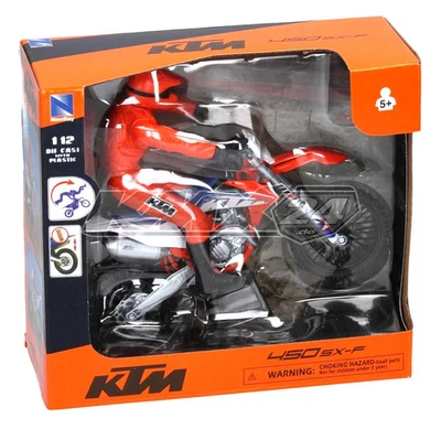 NEW-RAY Motocross TOY MODEL Dirt bike & Rider KTM Orange SXF450 1:12 Scale Model