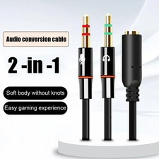 3.5mm Audio Jack to Headphone Microphone Splitter Converter Adaptor Mobile Tab