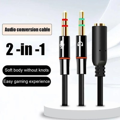 3.5mm Audio Jack to Headphone Microphone Splitter Converter Adaptor Mobile Tab