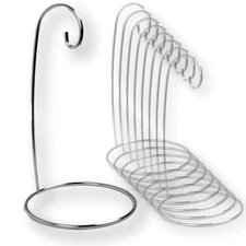 Christmas Ornament Stands - Set of 8 Silver Holiday Holders - Chrome Finished...