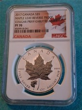 2017 Canada Silver S5 Maple Leaf-reverse Proof Ngc Pf 70 Cougar Privy Mf-2670 2017 Canada Silver S5 Maple Leaf-reverse Proof Ngc Pf 70 Cougar Privy Mf-2670