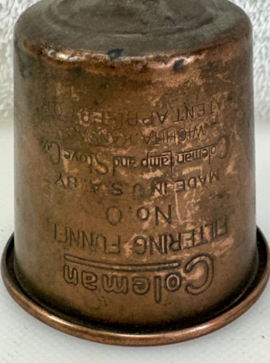 Vintage Coleman Copper No 0 Filter Funnel - Late 1930's/Early