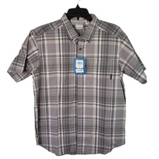 Columbia Mens Small Gray Rapid Rivers II Short Sleeve Plaid Button Up Shirt