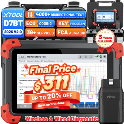 2026 XTOOL D7 BT V2.0 Wireless Car Bidirectional Scanner Full Diagnostic Coding