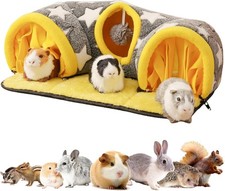 Guinea Pig Hideout Tunnel, Small Animal Hideaway Play Tube Toys Mat, Soft Sleepi