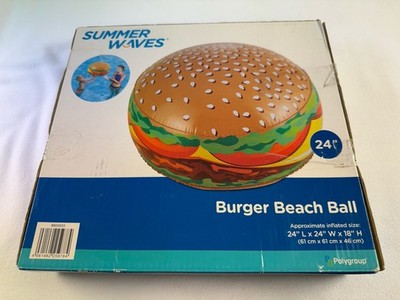 Summer Waves 24'' Diameter BURGER Beach Ball Polygroup New Sealed