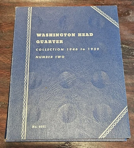 1946~1959 90% Silver Washington Quarters in Whitman Album, 36 Quarters