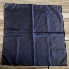 Vintage Scarf 100 silk Hand ROLLED Navy Blue 17  x17  Square