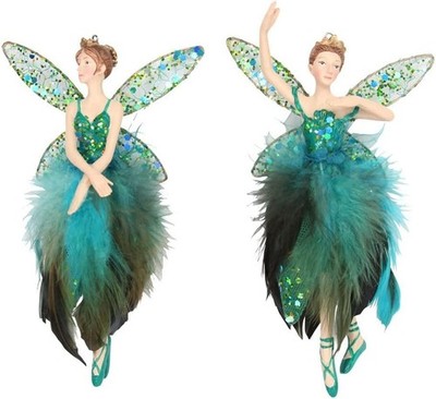 Gisela Graham Christmas Fairy Ballerina Resin Tree Jewelled Peacock Decoration