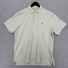 Vineyard Vines Mens On-The-Go Sankaty Polo Shirt Yellow Blue Striped Large L