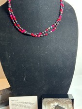 NOS JOAN RIVERS CLASSICS NECKLACE 43" GLASS BEADS RED BLUE PURPLE MORE LOOK