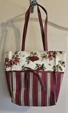 Longaberger Holiday Red Stripe Poinsetta Gift Bag tote