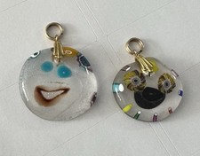 Dichroic Glass Face Pendant Set w/ 14k Gold -filled Clips & split rings- Unworn