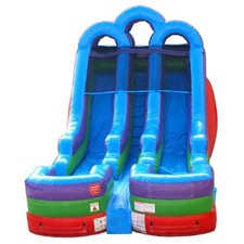 Commercial Inflatable 15ft Dual Lane Rainbow Water Slide Bouncer And Blower