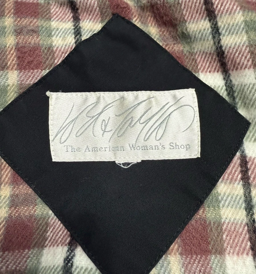 Gabardina de colección Lord & Taylor para mujer negra extraíble franela forro a cuadros grande Foto 3 de 4