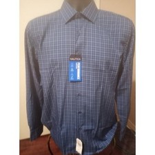 NWT Nautica Performance Super Shirt, Button Up, Slim Fit, Blue Check 15-15.5 M 