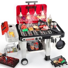 Kids Play Kitchen Toys, Kids BBQ Grill Playset with Smoke, Sound and Light, 2...