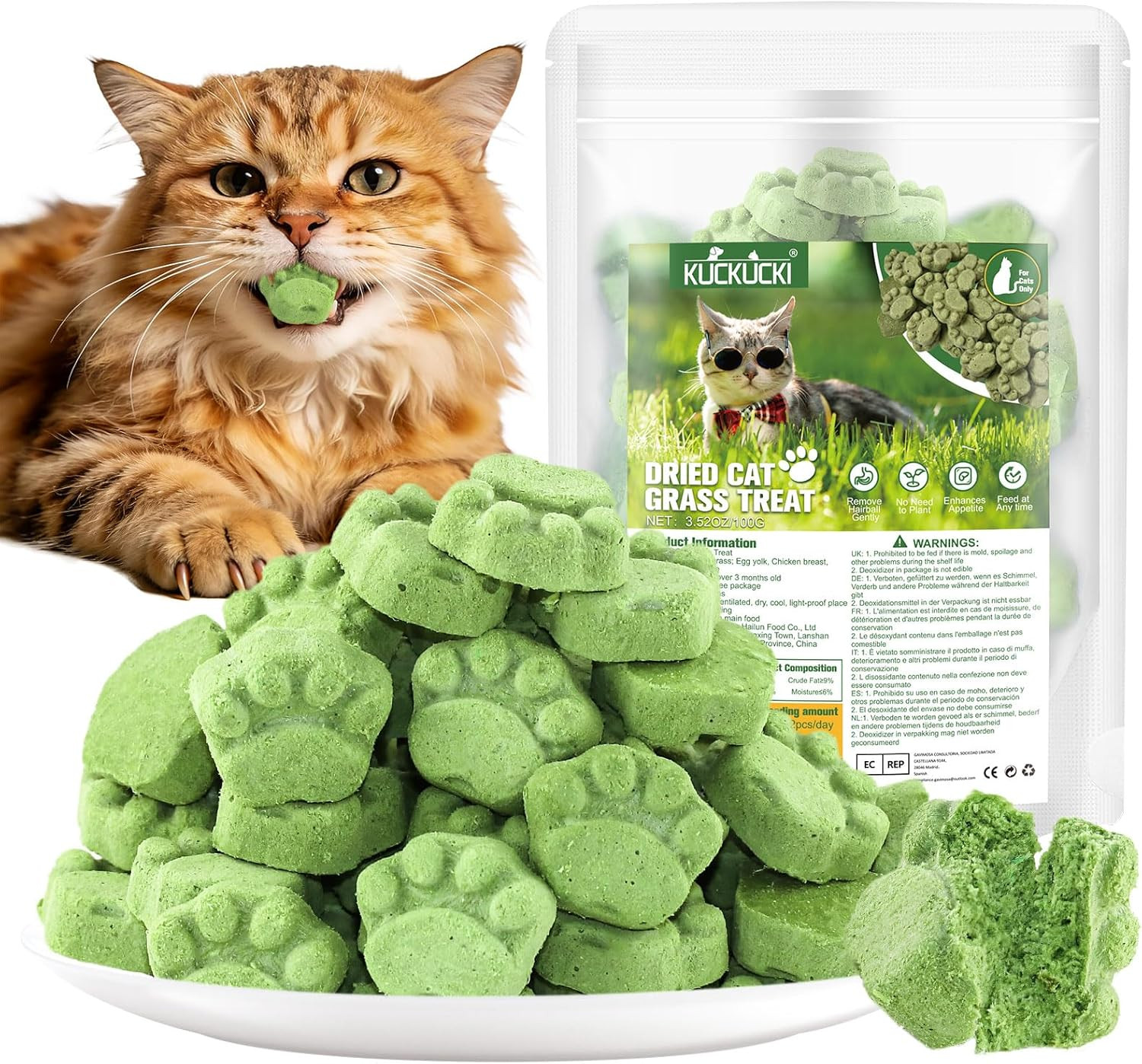 100G Bastoncini Di Erba for Gatti, Snack per Gatti Erba Da Gatto, Giocattolo Den