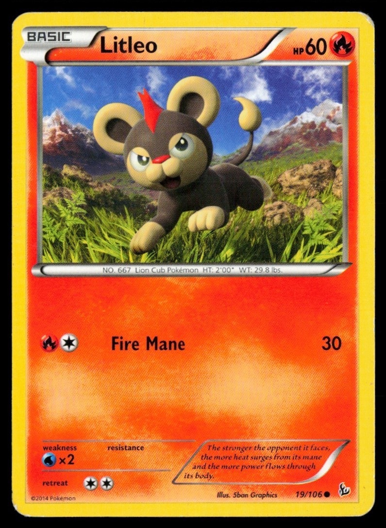 2014 XY - Flashfire Litleo #19 Non Holo Pokemon Card