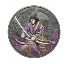 Miyamoto Musashi Legendary Warriors 1 oz Silber Antik Finish koloriert 2026 Farb