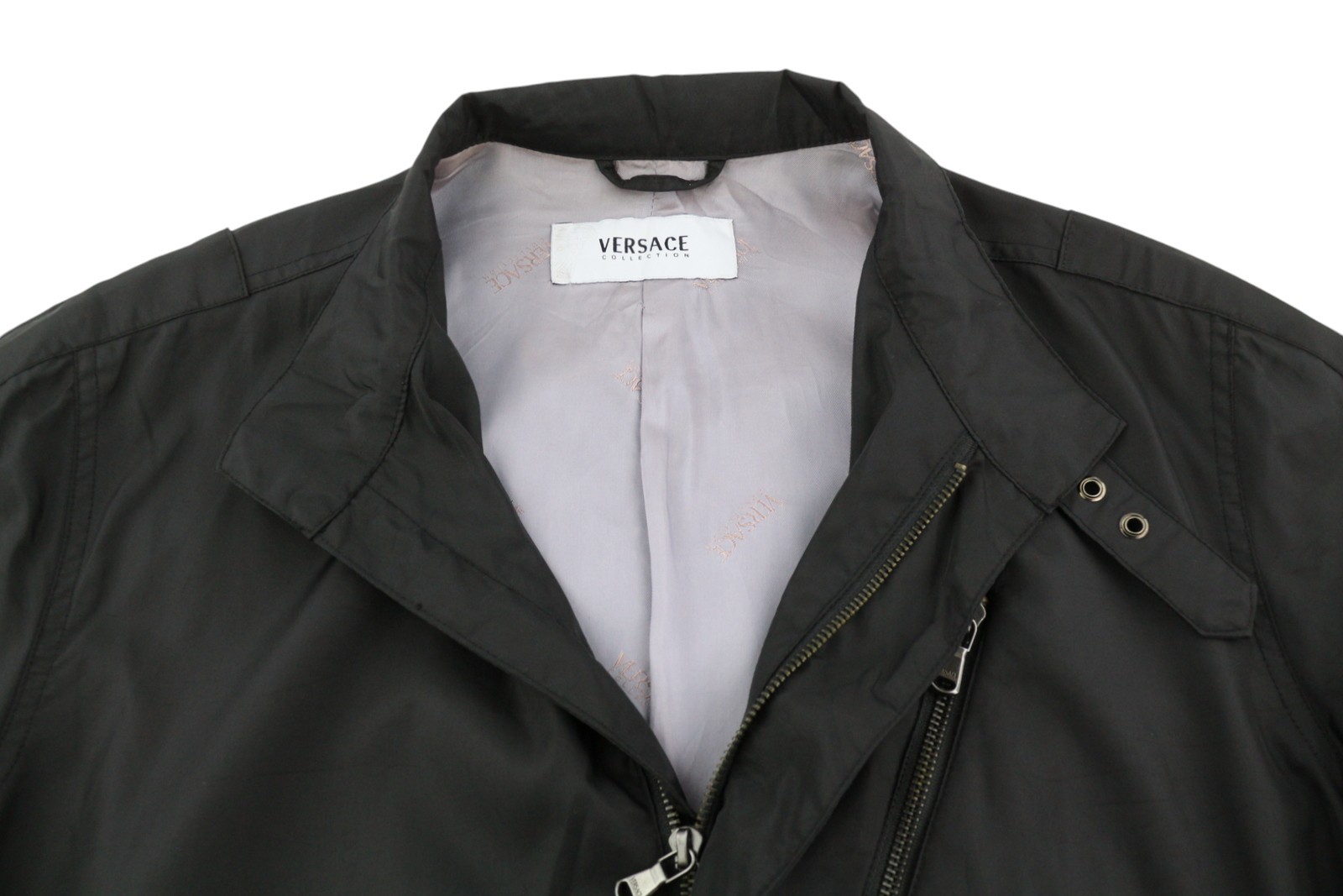 VERSACE Men Jacket 50 Black High Neck Lined Zip Pockets Lightweight thumbnail 5