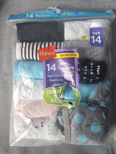Hanes Girls' Size 14Tagless Hipsters Super Soft Waistband & No Ride Up 14 Count