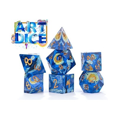Gate Keeper Dice & Supplies Art Dice Poly Set - Starry Night (7) New