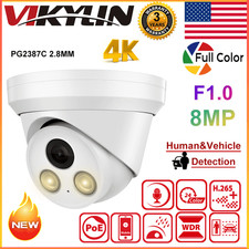 Vikylin 4K 8MP Full Color Dome IP Camera Mic Home Security POE CCTV 2.8MM