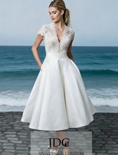 Short lace wedding dress wedding dress civil service dress 34 36 38 40 42 44 46 48