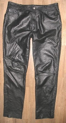/ MAN`S FASHION / LEDERJEANS Lederhose schwarz -mit Deko Schnürung! ca. W37/ L35