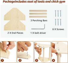 Chicken Perch Strong Pine Wooden Chick Jungle Gym Roosting Bar, New-gen Durab...