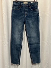 Pacsun Womens Distressed Blue Denim Jeans Size 26 High Rise Frayed Hem 5-Pocket