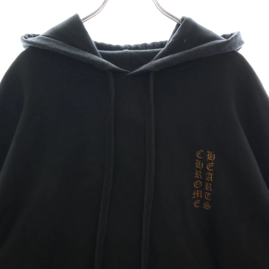 Felpa con cappuccio pullover CHROME HEARTS SWTSHRT PLVR stampa logo braccio nero marrone usata 99a79