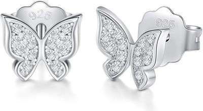 Aretes de oro macizo de 18 quilates sobre plata de ley 925
