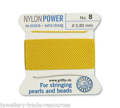 GELBER NYLON POWER SEIDENFADEN 0,80 mm SCHNURPERLEN & PERLEN GRIFFIN 8