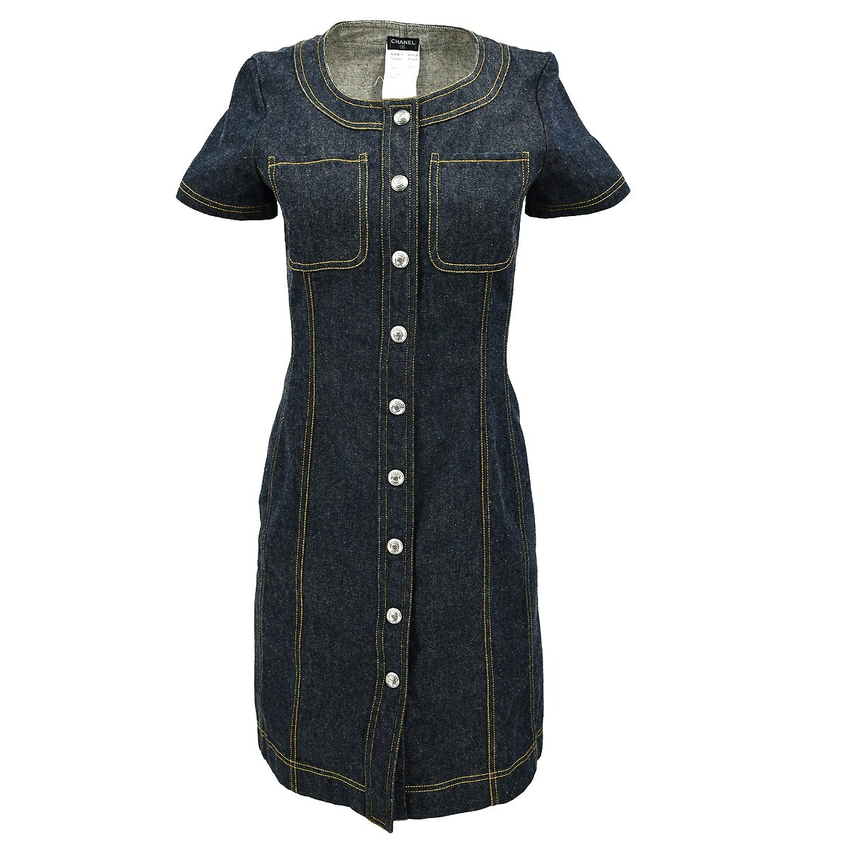 CHANEL 半袖デニムミニワンピース 36 Chanel Short Sleeve Denim Dress Indigo E97 #36 XX90618 | eBay