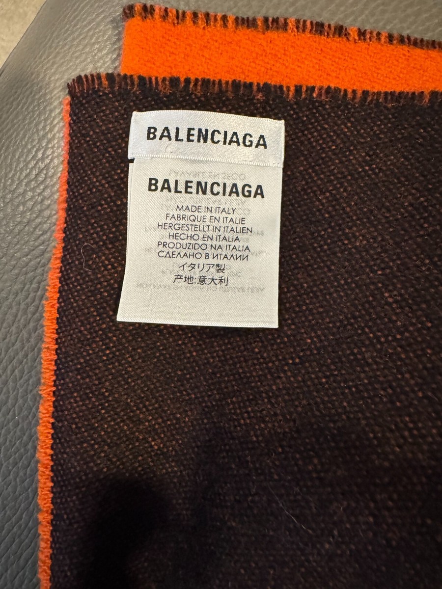 NEW Balenciaga Two Tone Orange Black Reversible Scarf With Gift
