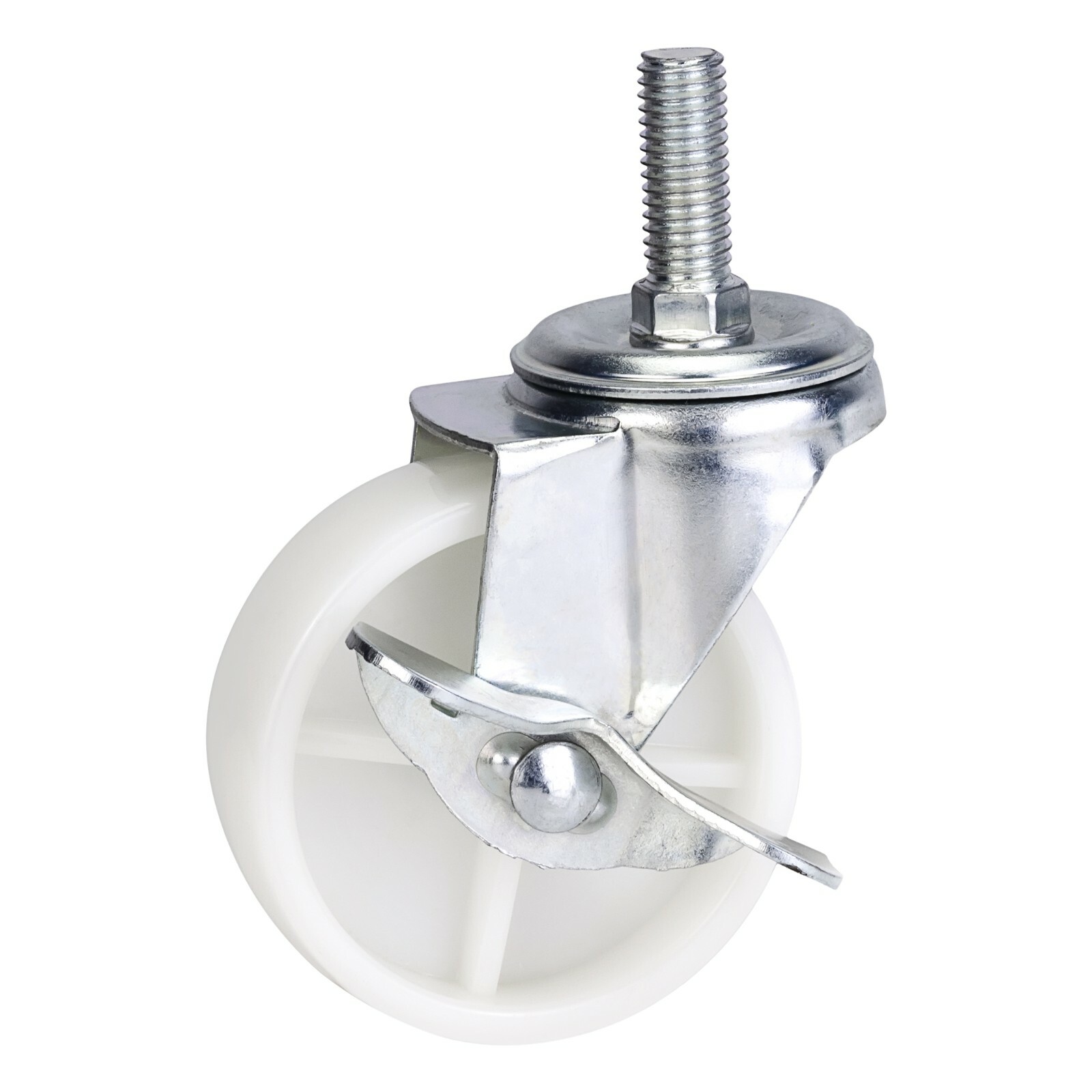 4x 75mm Nylon Castors Casters Brakes M12 Swivel Wheels Furniture