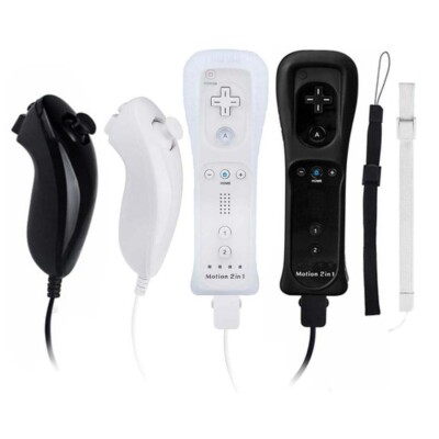 Built in Motion Plus Remote Controller &Nunchuck for Nintendo Wii /Wii U Console
