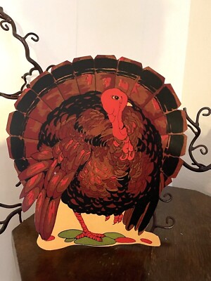 U Pick Vintage Inspired Deco Brown Gold Turkey Thanksgiving Cardstock Decoration
