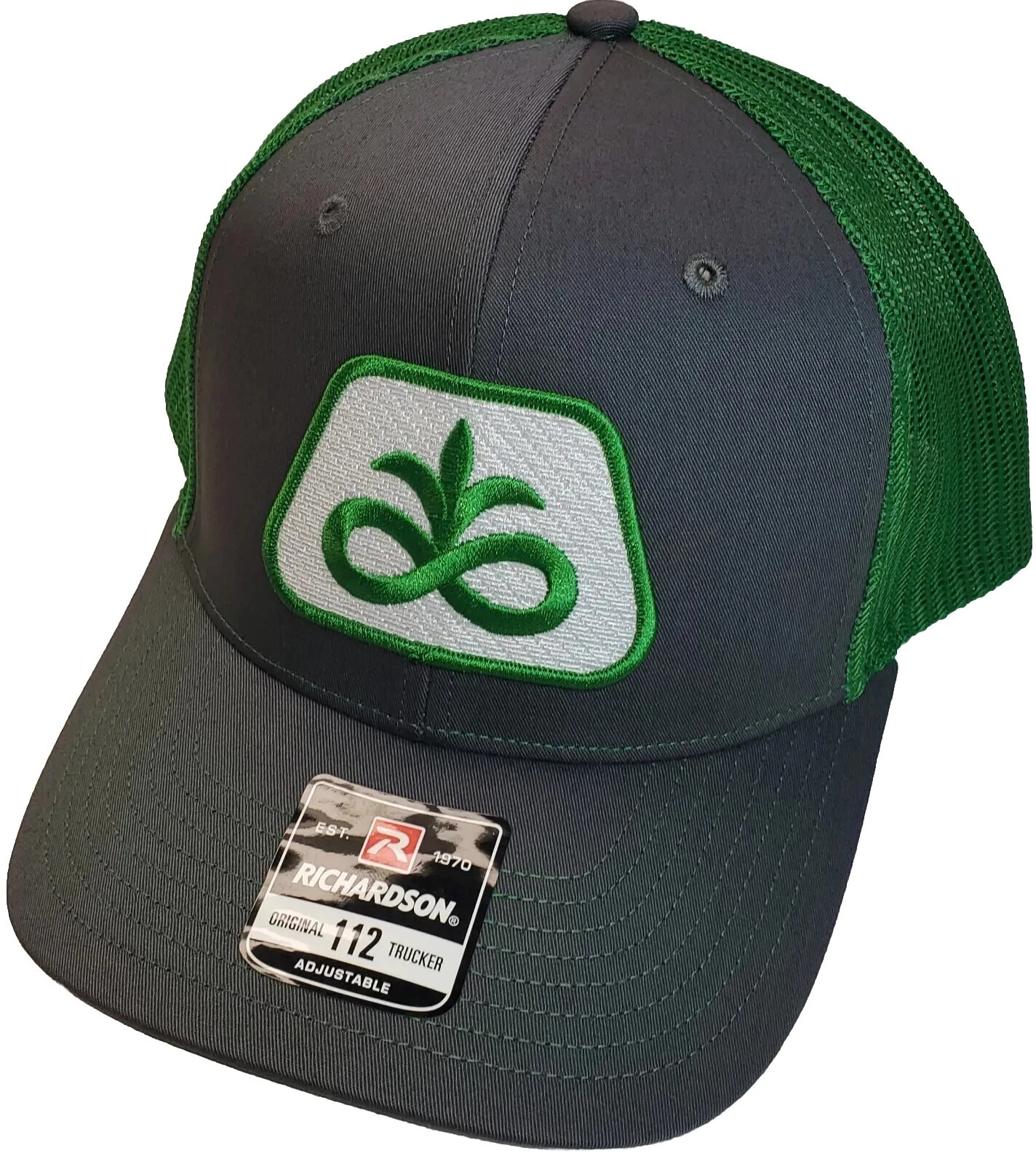 PIONEER SEED Patch on Richardson 112 Trucker Hat Snapback Charcoal/Green