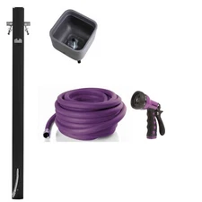 Outdoor Watering Assembly- Dramm Berry ColorStorm Hose w/ Spray Gun & Water Post