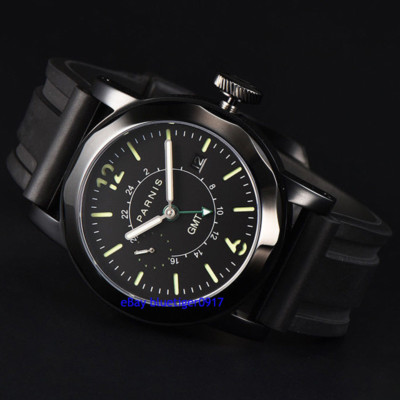 Sapphire Glass PARNIS Men's Gents 44mm Automatic Date Window Movement GMT Watch