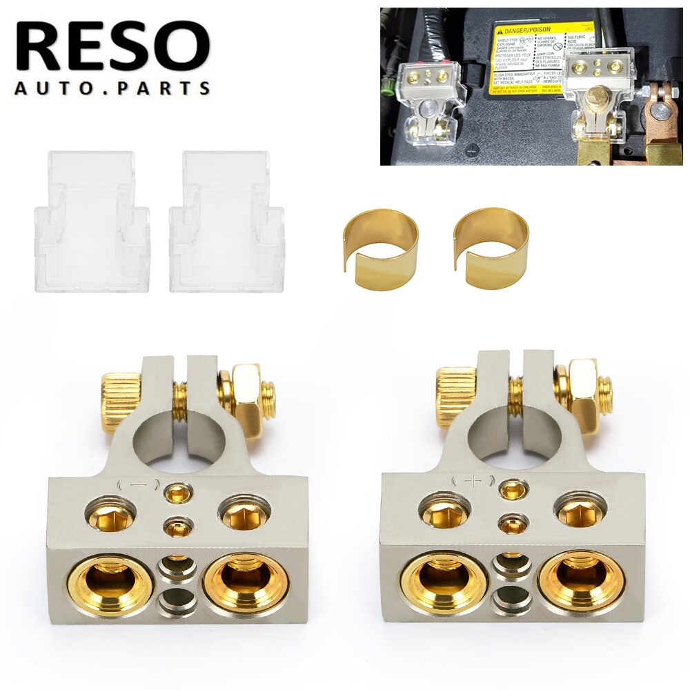 2pcs Battery Terminal Connectors Positive Negative Clamp 0/4/8/10 AWG Gauge