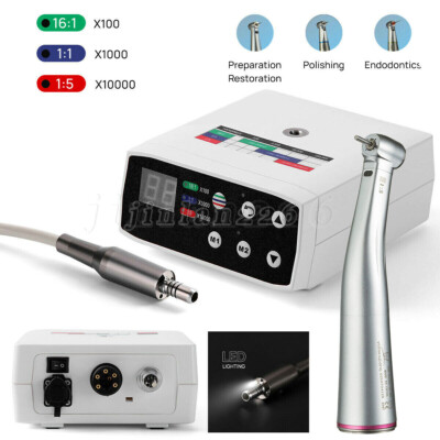 Dental Brushless Electric LED Micro Motor/1:5 Fiber Optic Handpiece Contra Angle